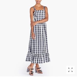 NWT J.Crew gingham checked tiered maxi dress